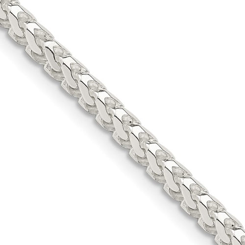 Sterling Silver 3.4mm Diamond Cut Square Franco Chain #QQF100