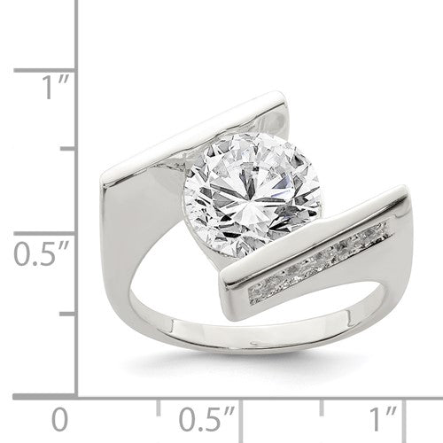 Sterling Silver Round Statement Solitaire CZ Ring