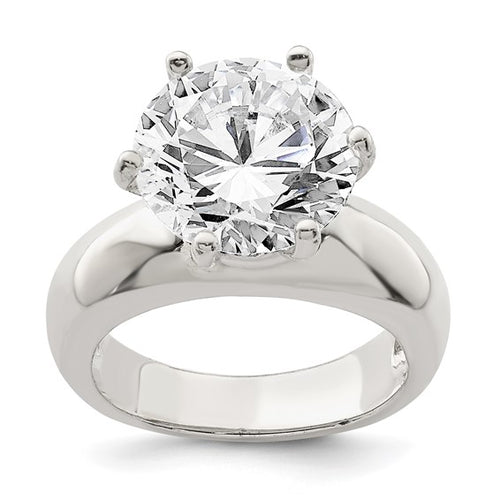 Sterling Silver Solitaire Round CZ Ring