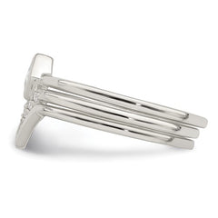 Sterling Silver Polished Square CZ 3 Stacking Ring Set