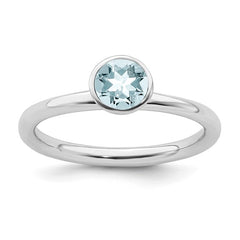 Sterling Silver Stackable Expressions High 5mm March Aquamarine Ring