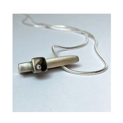 Silver Ingot Pendant with Diamond and Silver Detail