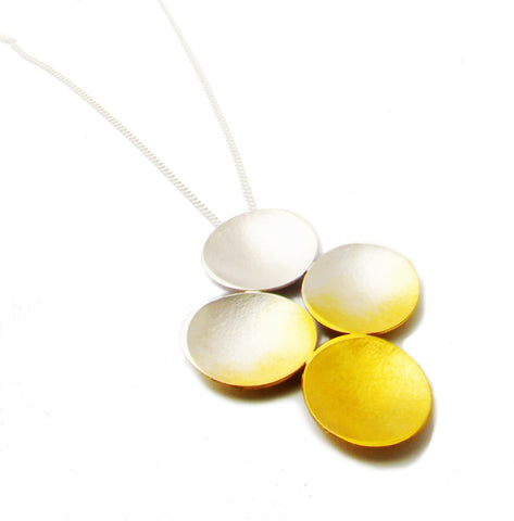 Multi Strand Oxidized Silver and Gold-plated 12 Strands Discs Necklace