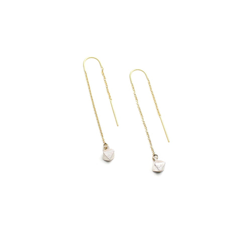 Raw Pyramid Brass with Silver Threaders Earrings