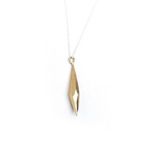 Raw Crystal Brass Pendant with sterling silver chain- Small
