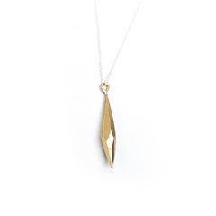 Raw Crystal Brass Pendant with sterling silver chain- Small