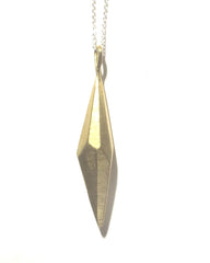 Raw Crystal Brass Pendant with sterling silver chain- Large