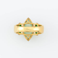 18k Yellow Gold Ice Jadeite Jade Marquise Ring