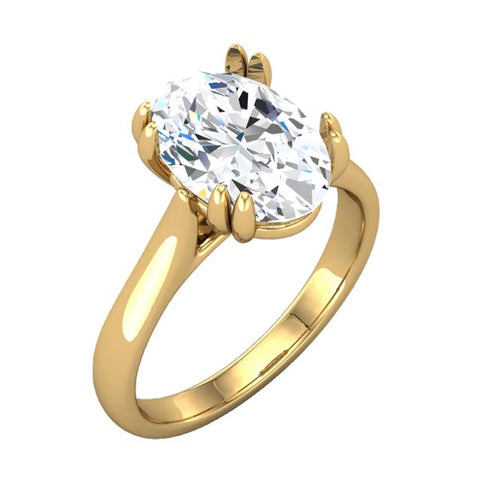14K Gold Oval Solitaire Engagement Ring