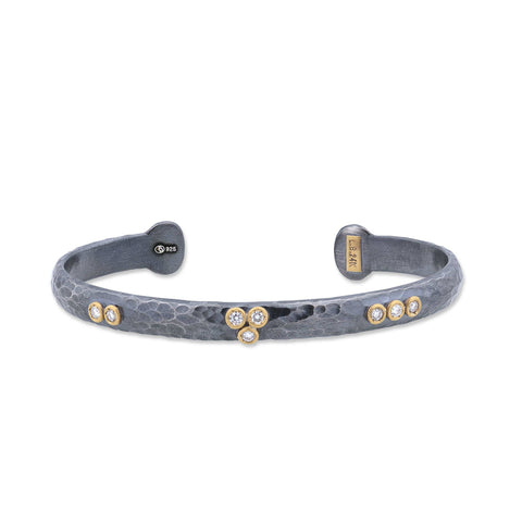 24k Gold & Oxidized Sterling Silver Flat Style "Fusion" Band