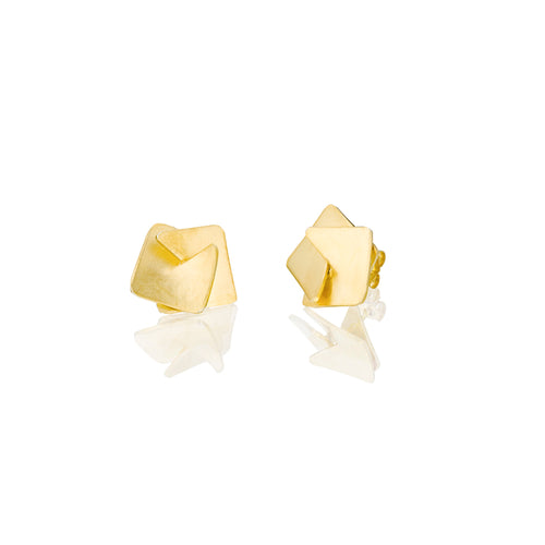 Origami Folded Stud Earrings - Vermeil