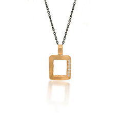 Square Pave Necklace with White Sapphires