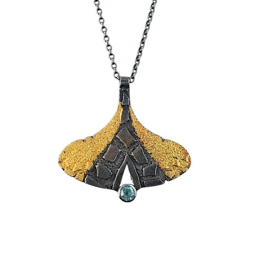 Large Ray Pendant with Blue Zircon