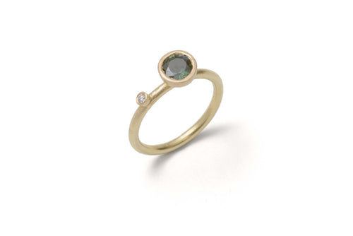 18k Yellow Gold Sapphire Diamond Engagement Ring - Lireille