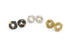 18k Gold Oxidized Acorn Cup Wrap Stud Earrings - Lireille