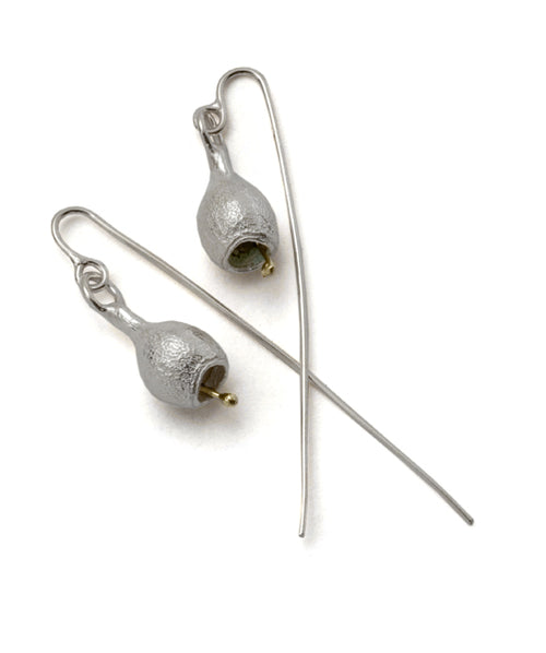 Gum Nut earrings, sterling silver and 18ct gold