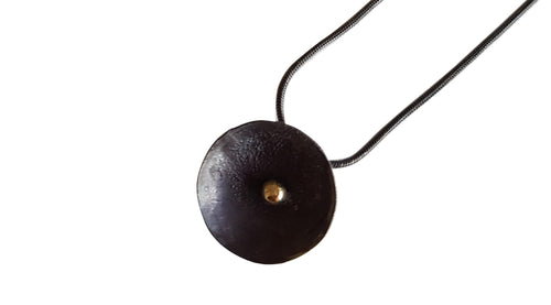 Daisy Pendant,  oxidised sterling silver and 18ct gold