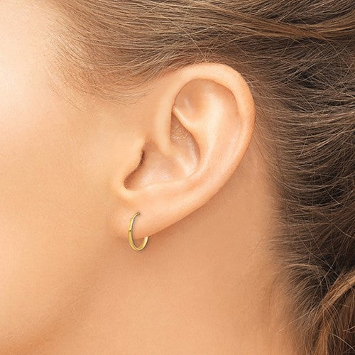 14k Gold 1.25 MM Wide 12 MM Endless Hoop Earrings