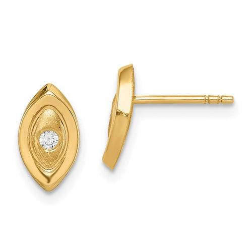 14k Yellow Gold Marquise Shape Post Earrings with CZ