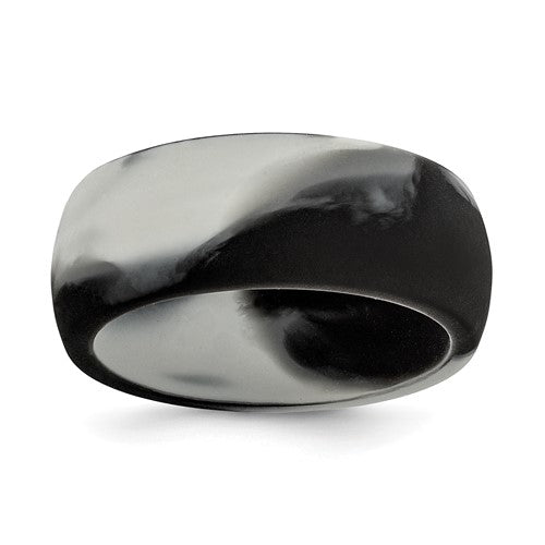 Silicone Black and Grey Camouflage 8.7mm Domed Shape Band