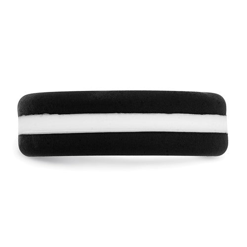 Silicone Black with White Line Center 7.5mm Flat Band Size