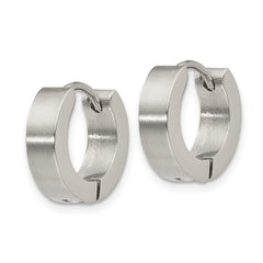 Stainless Steel Brushed and Polished 4mm Hinged Hoop Earrings