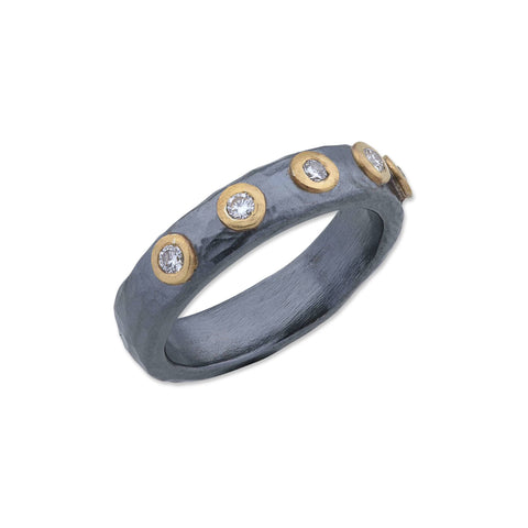 18K Yellow Gold PVD 8 mm Hammered Texture Tungsten Band