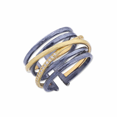 Titanium Polished Yellow IP Grooved Comfort Back Ring