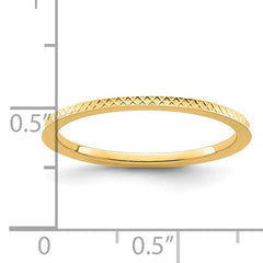 14K Gold 1.2mm Criss-Cross Pattern Stackable Band