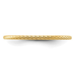 14K Gold 1.2mm Twisted Wire Pattern Stackable Band