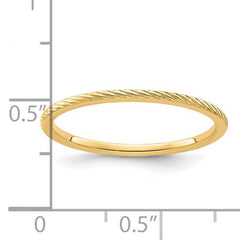 14K Gold 1.2mm Twisted Wire Pattern Stackable Band