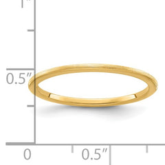 14K Gold 1.2mm Half Round Satin Stackable Band
