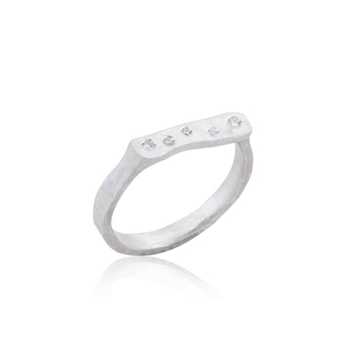 Sterling Silver Stockton Stackable Ring with Diamonds