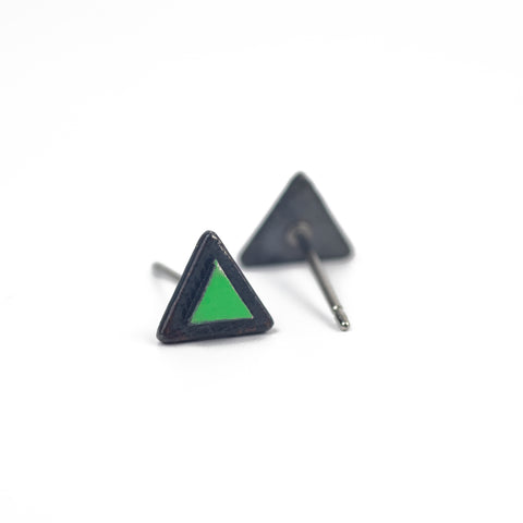 Green Triangle Drop Earrings