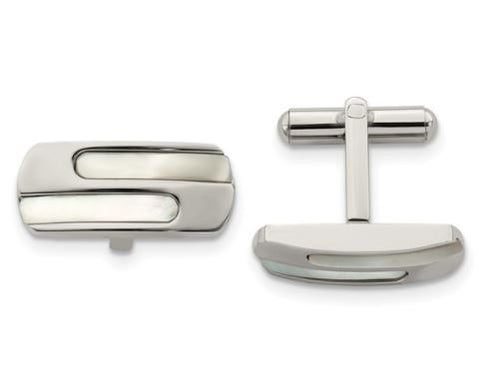 Titanium Brushed and Polished with CZ Cufflinks