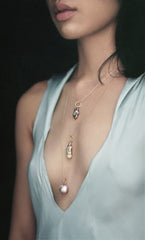 Stellar Necklace with Keshi Pearl on Nylon String