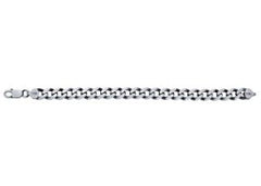 Sterling Silver Gunmetal 9.3mm Diamond-Cut Curb Chain Bracelet