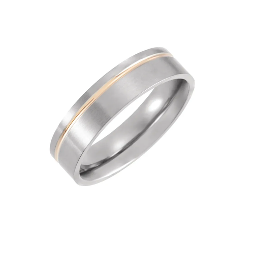 Titanium & 18K Rose Gold PVD 6 mm Grooved Band