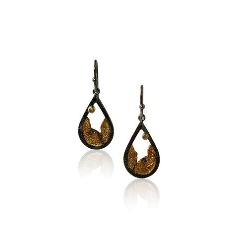 Silver and 18kt Gold Leaf Earrings