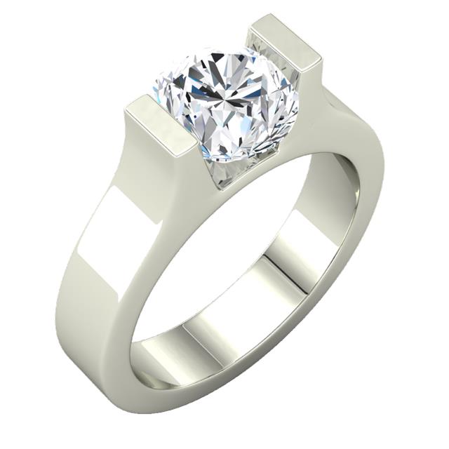 Round Tension Cathedral Moissanite Engagement Ring