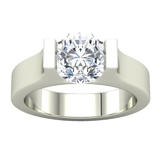 Modern Solitaire Engagement Ring Channel Set with Moissanite