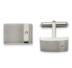 Titanium Brushed and Polished with CZ Cufflinks