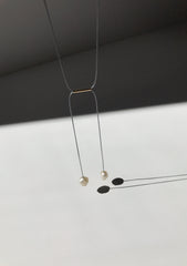 Twin Necklace with Freshwater Pearls on Nylon String and Gold filled Tube