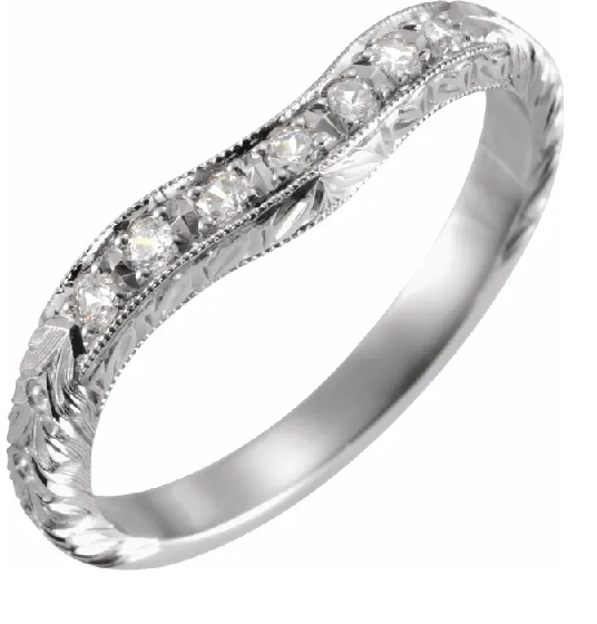 Vintage-inspired 1/8 CTW Curved Diamond Wedding Band