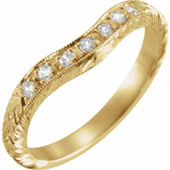 Vintage-inspired 1/8 CTW Curved Diamond Wedding Band