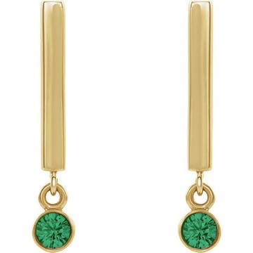 14K Gold Dangle Earrings with 2.5 mm Round Gemstones