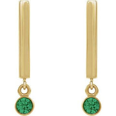14K Gold Dangle Earrings with 2.5 mm Round Gemstones