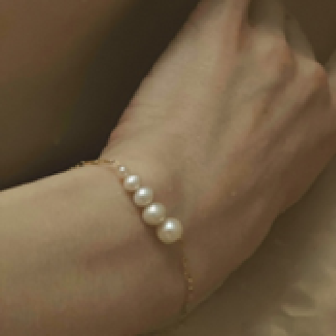 Ruby and Pearl Gold-Filled Adjustable Bracelet