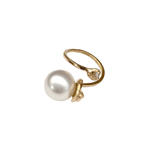 One of a Kind White South Pearl Diamond Ring
