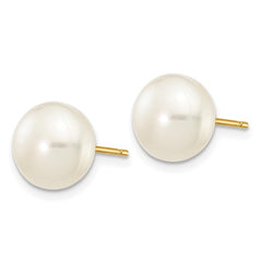 9-10 mm White Freshwater Cultured Button Pearl Stud Earring